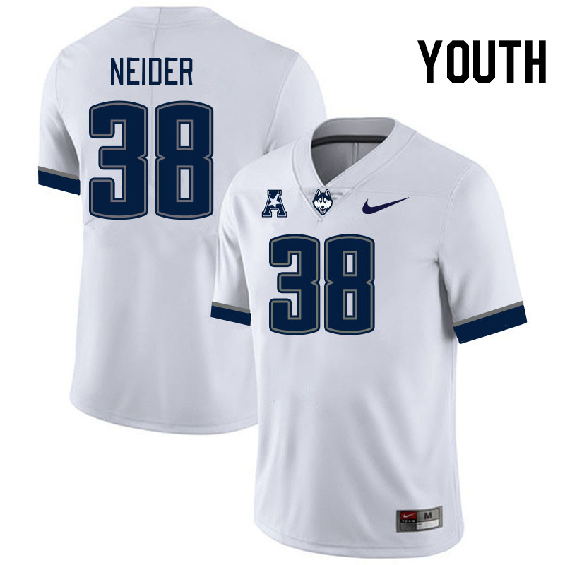 Youth #38 John Neider Uconn Huskies College Football Jerseys Stitched-White